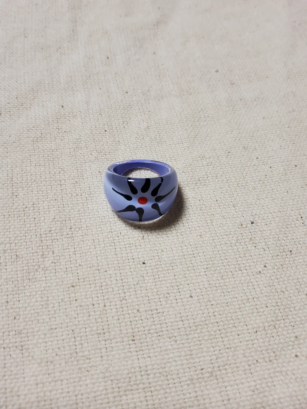 Y2k Purple Resin Hand Painted Flower Accent Ring